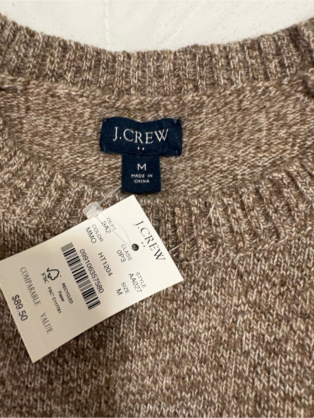 J. Crew Men's Crewneck Sweater in Heather Brown